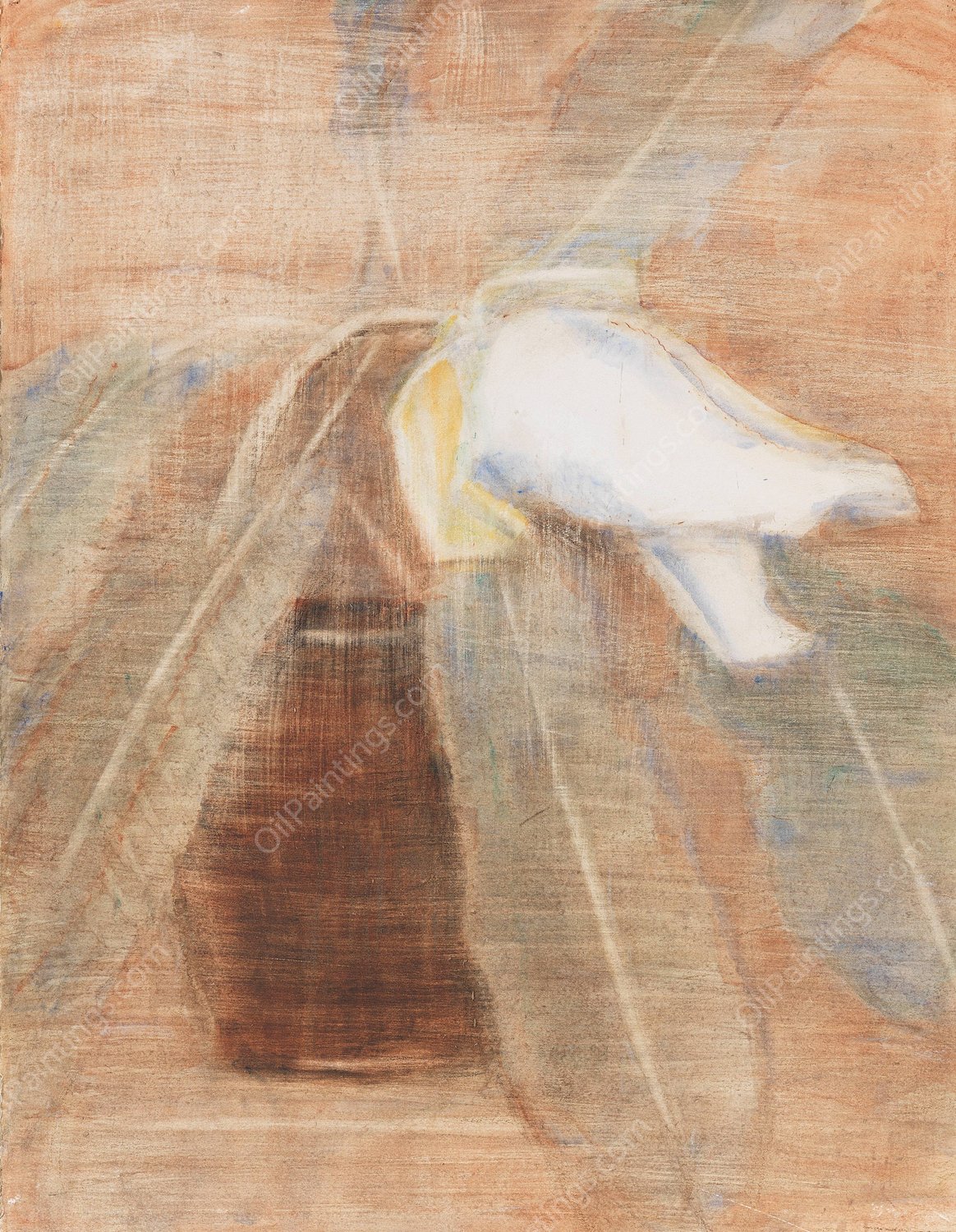 Magnolienknospe im Krug  by Christian Rohlfs - Hand-Painted Oil Painting Reproduction