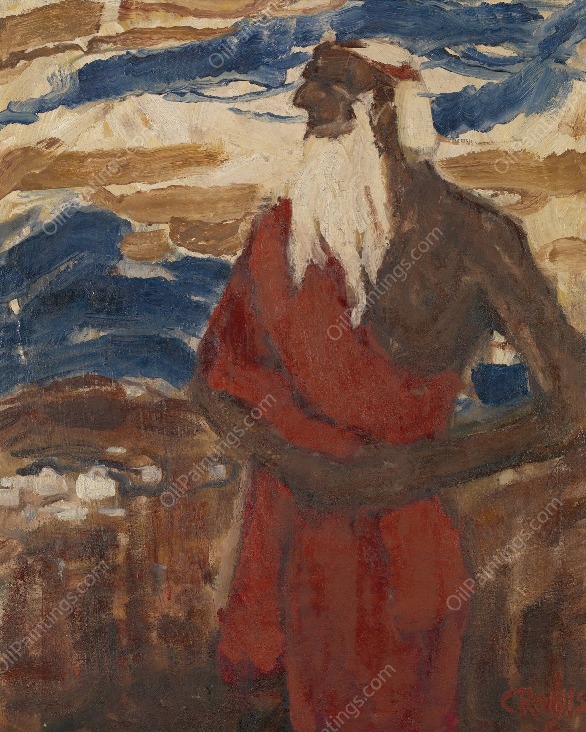 Moses Seeing the Promised Land  by Christian Rohlfs - Hand-Painted Oil Painting Reproduction