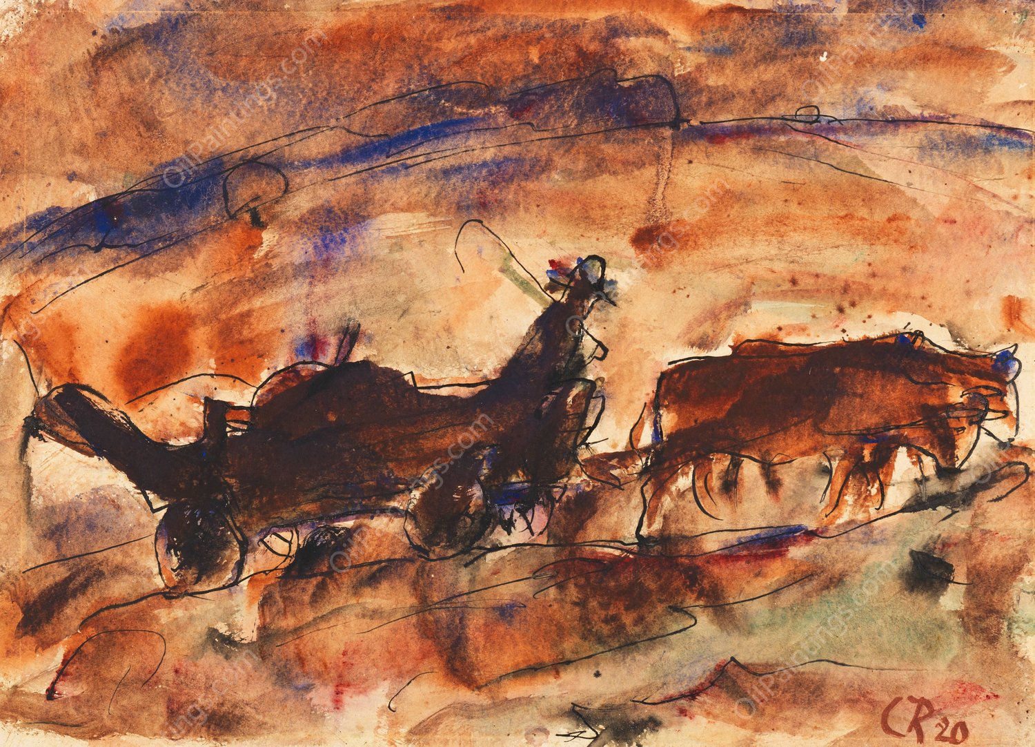 Ochsenfuhrwerk  by Christian Rohlfs - Hand-Painted Oil Painting Reproduction