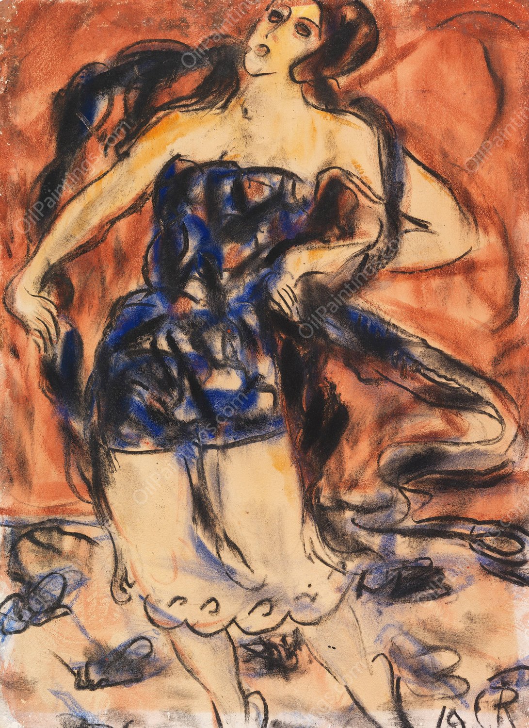 Tanzerin  by Christian Rohlfs - Hand-Painted Oil Painting Reproduction