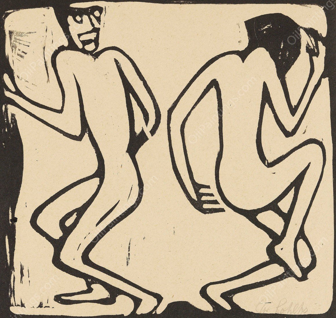 Zwei Tanzende  by Christian Rohlfs - Hand-Painted Oil Painting Reproduction