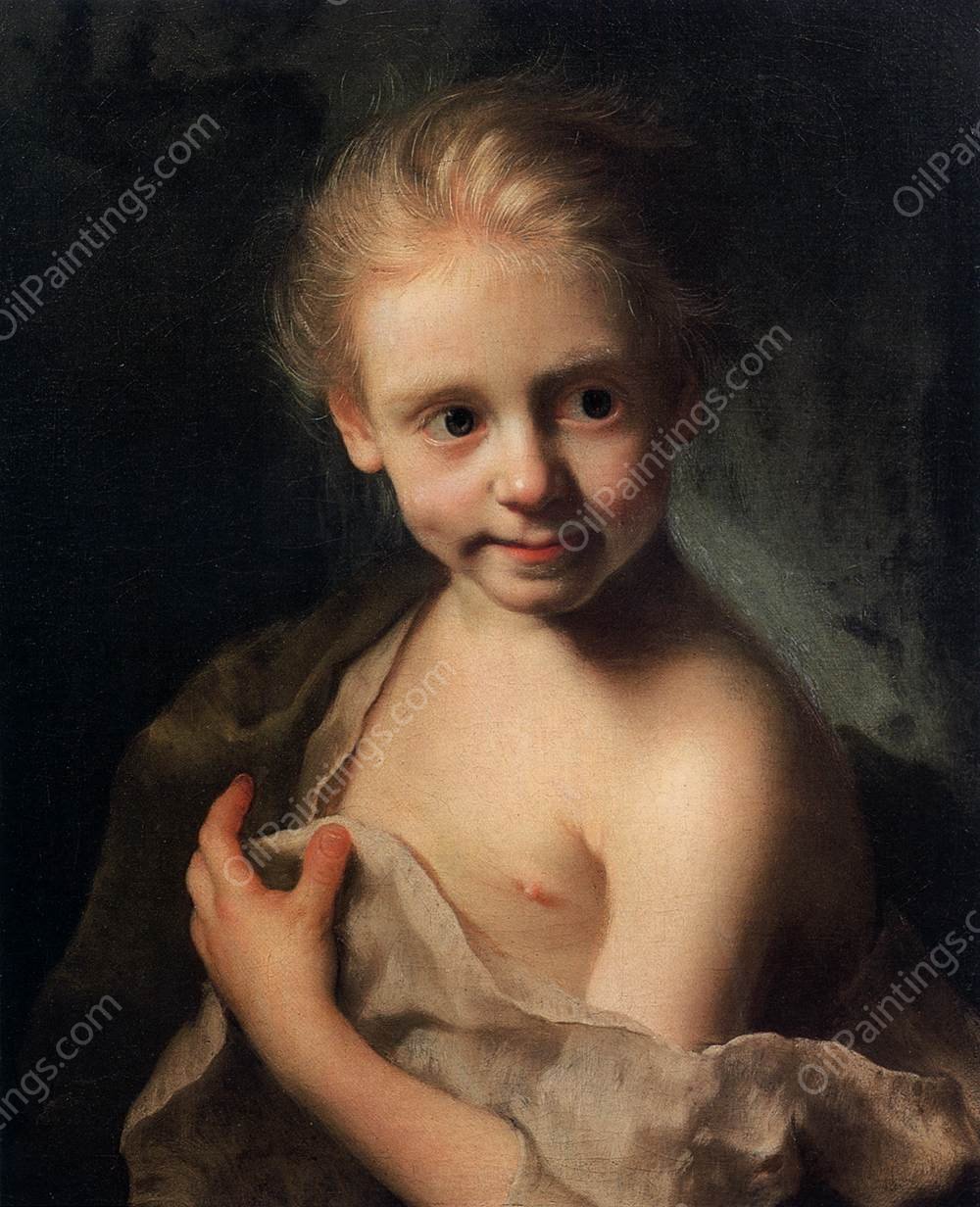 Portrait of a Small Girl by Christian Seybold - Hand-Painted Oil Painting Reproduction