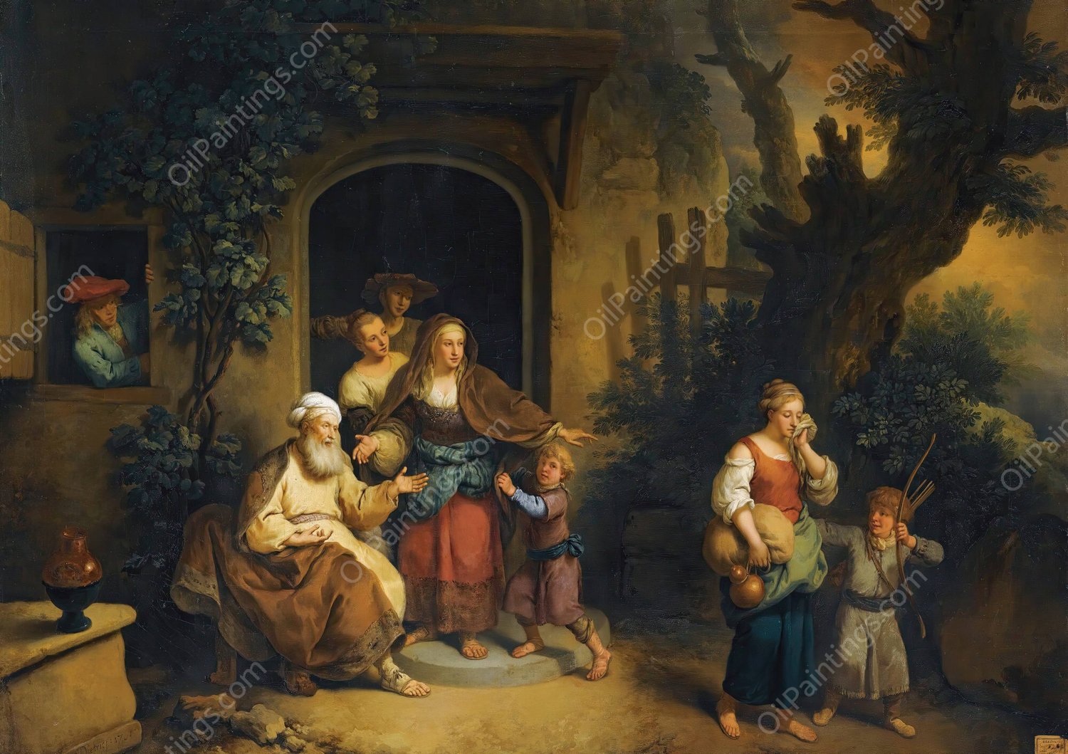 Abraham Expelling Hagar  by Christian Wilhelm Ernst Dietrich - Hand-Painted Oil Painting Reproduction