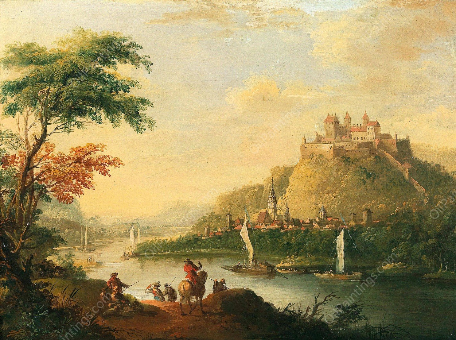 View of Dresden by Christian Wilhelm Ernst Dietrich - Hand-Painted Oil Painting Reproduction