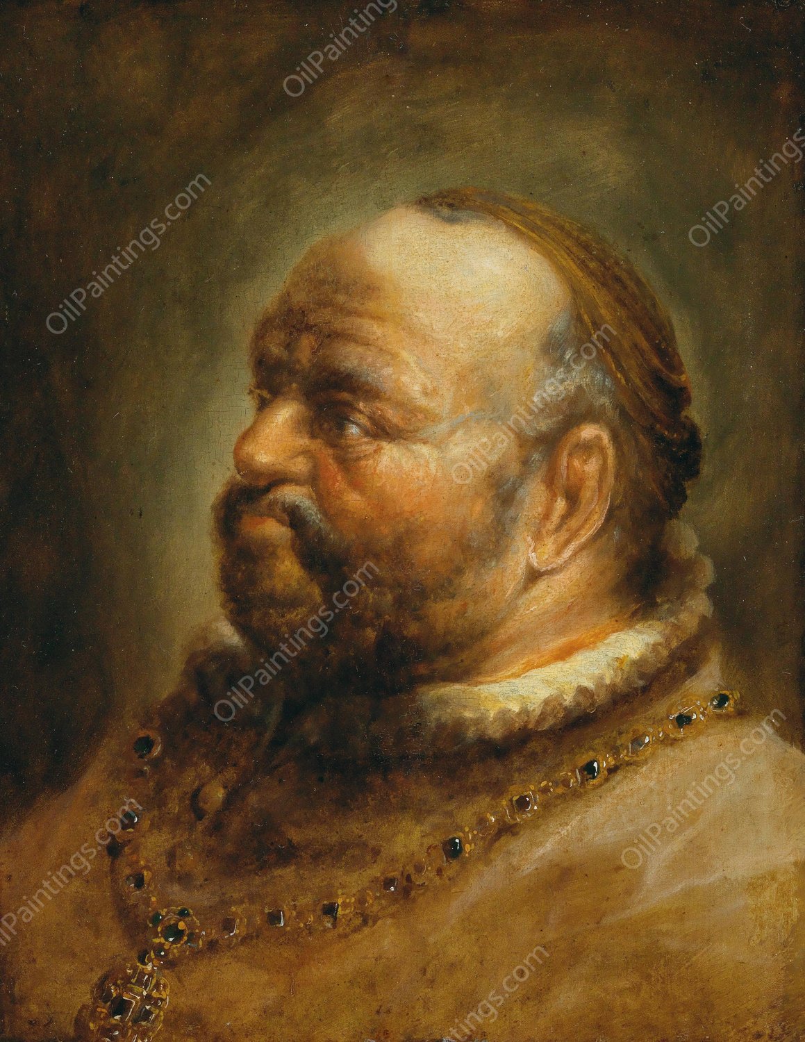 Portrait Of A Bearded Man by Christoph Paudiss - Hand-Painted Oil Painting Reproduction