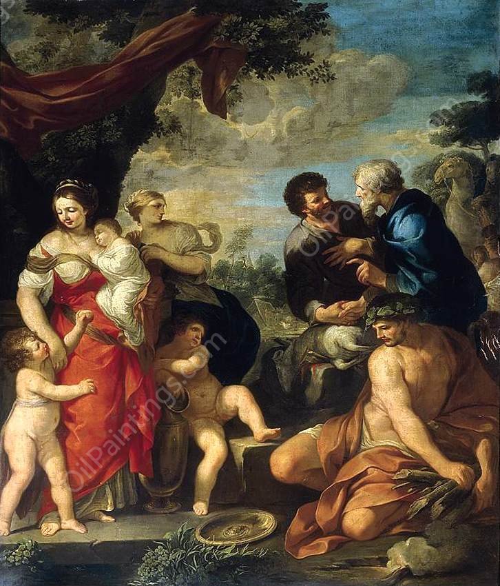 The Reconciliation of Jacob and Laban by Ciro Ferri - Hand-Painted Oil Painting Reproduction