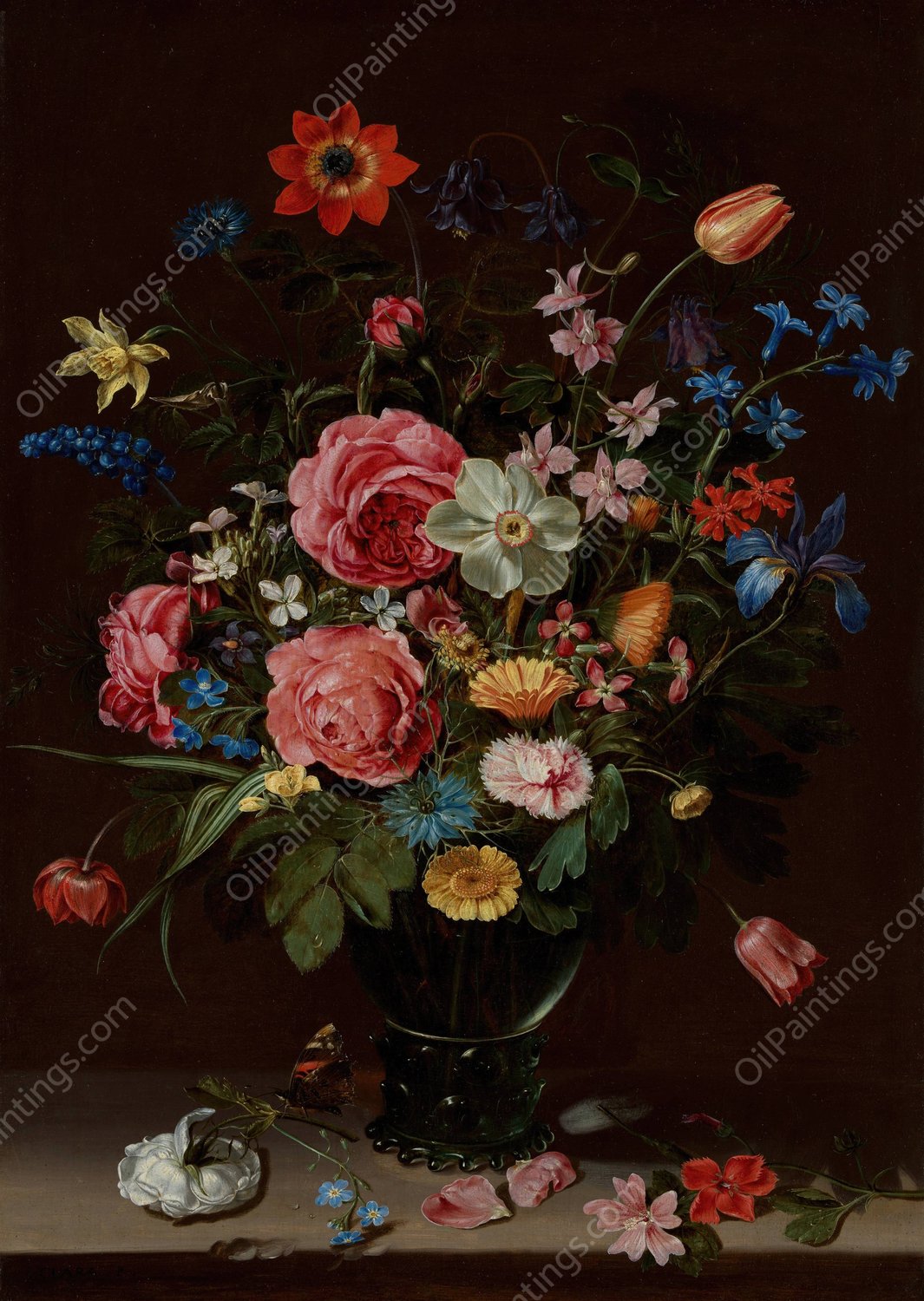 A Bouquet of Flowers  by Clara Peeters - Hand-Painted Oil Painting Reproduction
