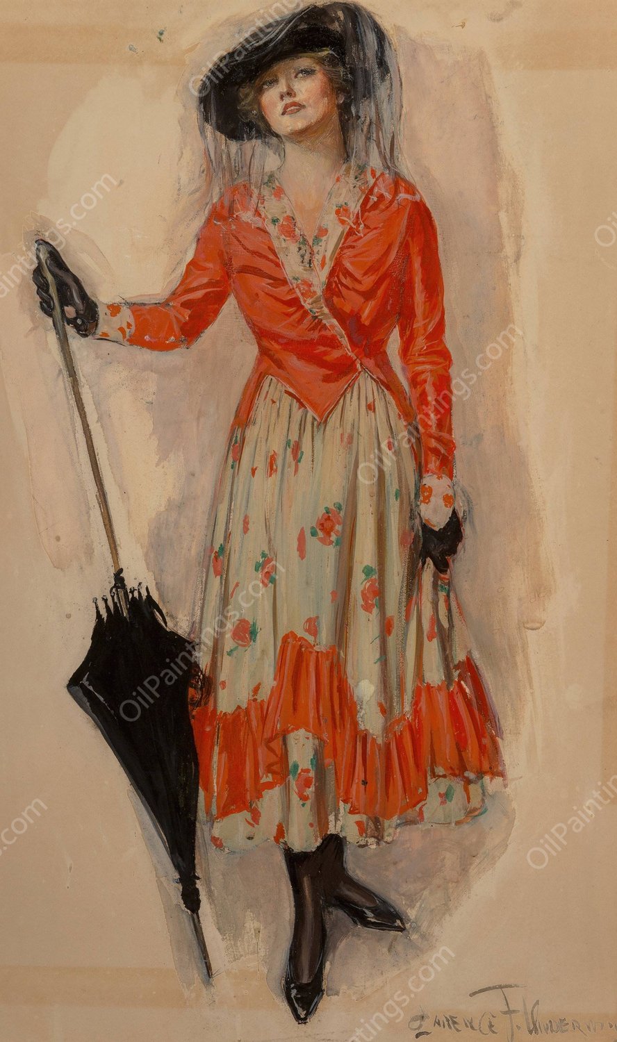 Crossed Wires by Clarence F. Underwood - Hand-Painted Oil Painting Reproduction