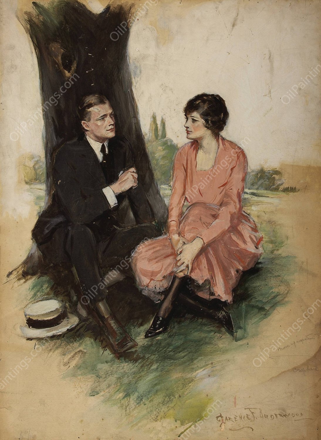 With Principals Undisclosed by Clarence F. Underwood - Hand-Painted Oil Painting Reproduction