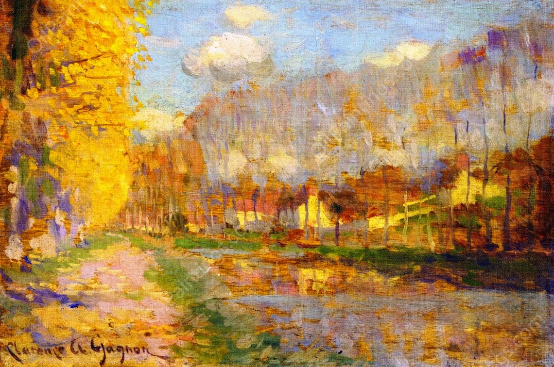 Canal du Loing, Moret by Clarence Gagnon - Hand-Painted Oil Painting Reproduction