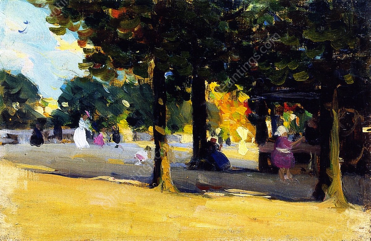 Luxembourg Gardens. Paris by Clarence Gagnon - Hand-Painted Oil Painting Reproduction