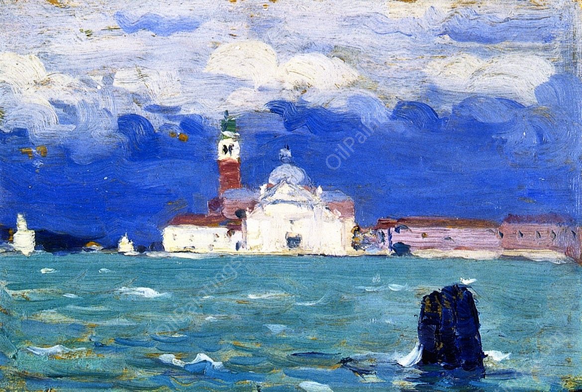 San Giorgio, Grey Day, Venice by Clarence Gagnon - Hand-Painted Oil Painting Reproduction