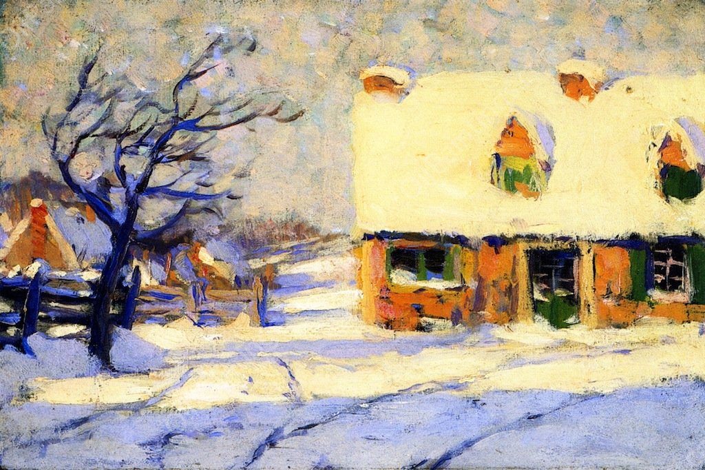 Village Street by Clarence Gagnon - Hand-Painted Oil Painting Reproduction