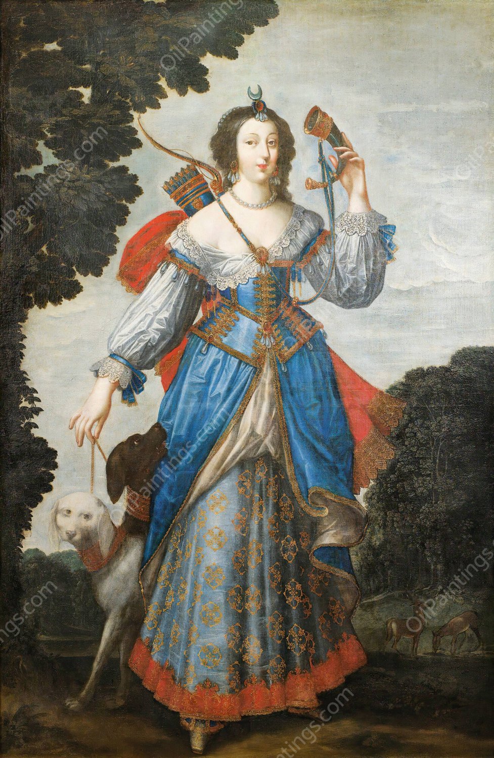 Portrait of a Lady As Diana by Claude Deruet - Hand-Painted Oil Painting Reproduction