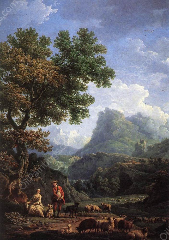 Shepherd in the Alps by Claude-Joseph Vernet - Hand-Painted Oil Painting Reproduction