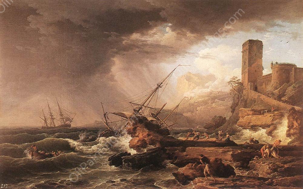 Storm with a Shipwreck by Claude-Joseph Vernet - Hand-Painted Oil Painting Reproduction
