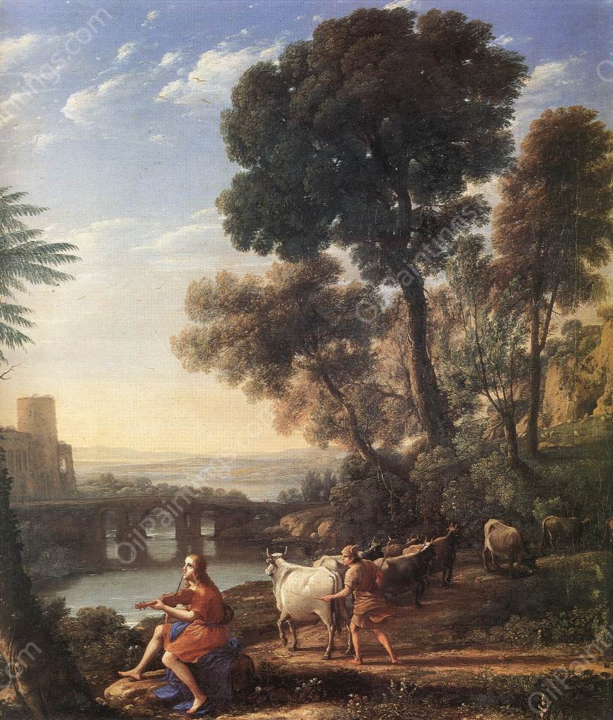 Landscape with Apollo Guarding the Herds of Admetus by Claude Lorrain - Hand-Painted Oil Painting Reproduction