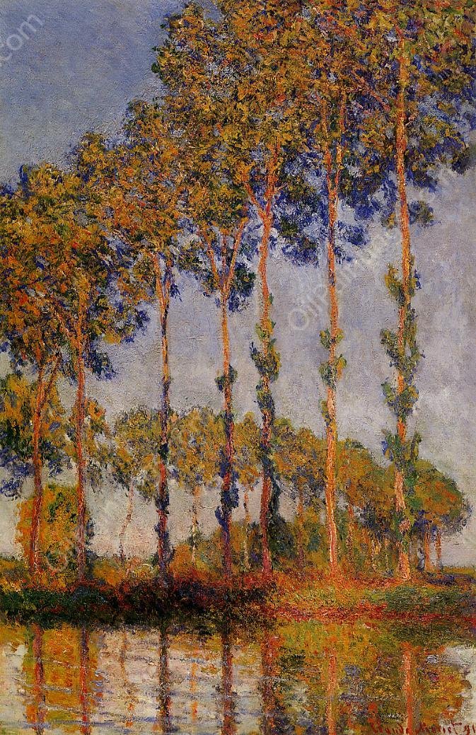 A Row of Poplars by Claude Monet - Hand-Painted Oil Painting Reproduction