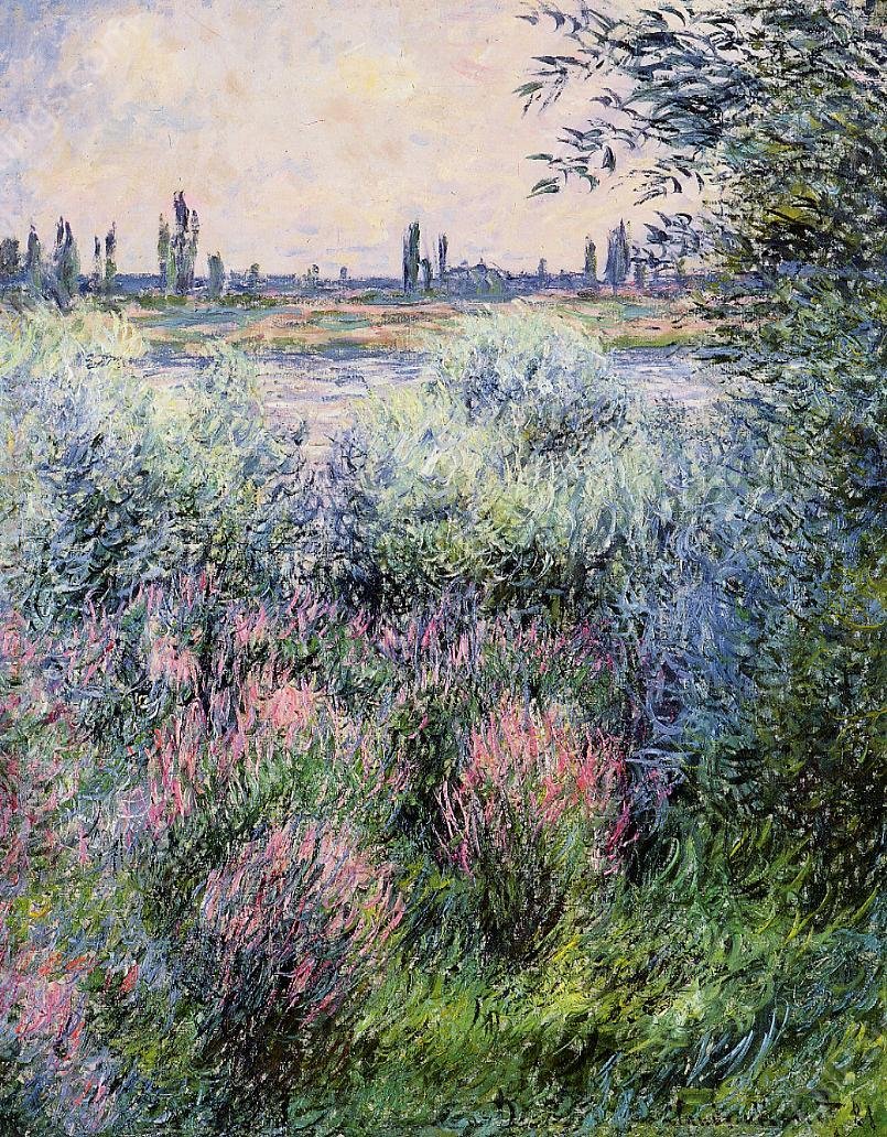 A Spot on the Banks of the Seine by Claude Monet - Hand-Painted Oil Painting Reproduction