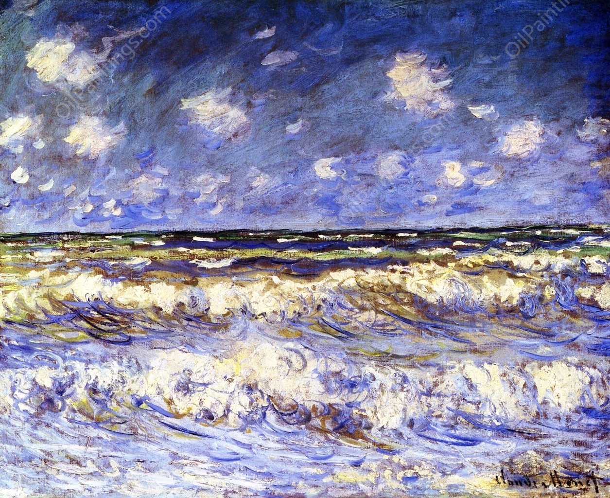 A Stormy Sea by Claude Monet - Hand-Painted Oil Painting Reproduction