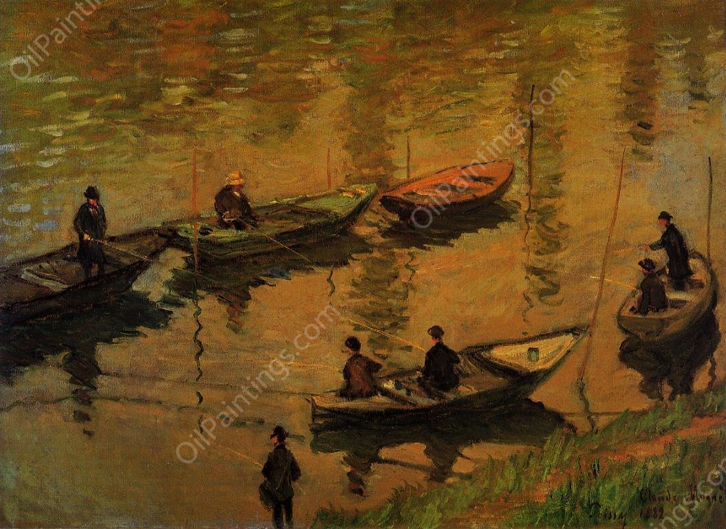 Anglers on the Seine at Poissy by Claude Monet - Hand-Painted Oil Painting Reproduction