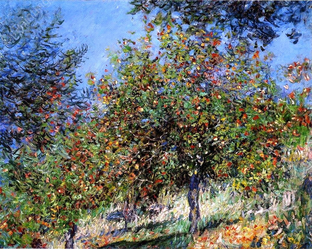 Apple Trees on the Chantemesle Hill by Claude Monet - Hand-Painted Oil Painting Reproduction