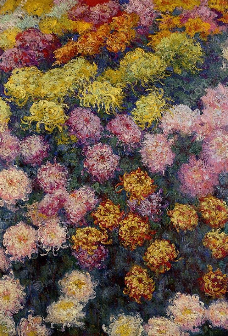 Bed of Chrysanthemums by Claude Monet - Hand-Painted Oil Painting Reproduction