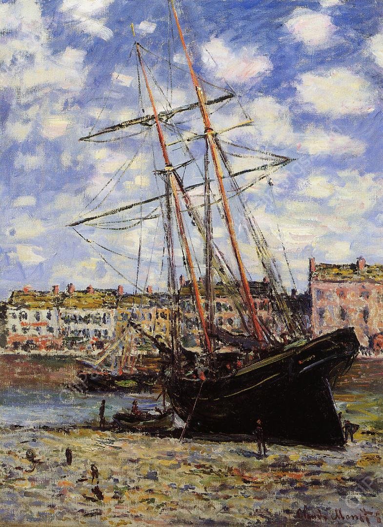 Boat at Low Tide at Fecamp by Claude Monet - Hand-Painted Oil Painting Reproduction