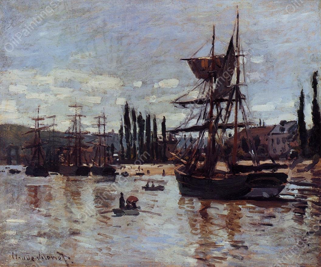 Boats at Rouen by Claude Monet - Hand-Painted Oil Painting Reproduction