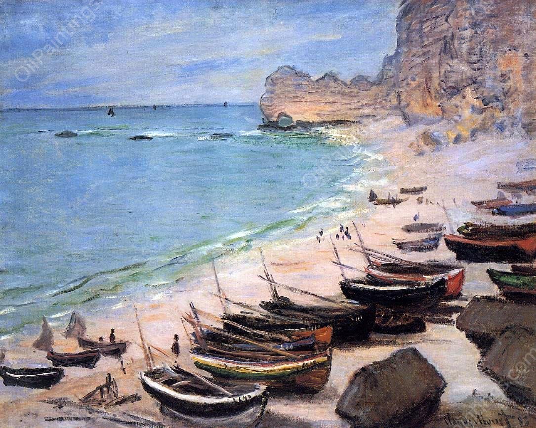 Boats on the Beach at Etretat II by Claude Monet - Hand-Painted Oil Painting Reproduction