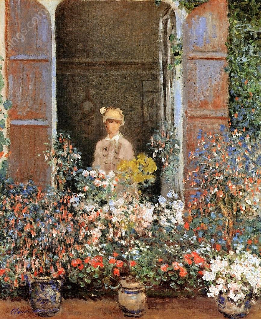 Camille Monet at the Window, Argentuile by Claude Monet - Hand-Painted Oil Painting Reproduction