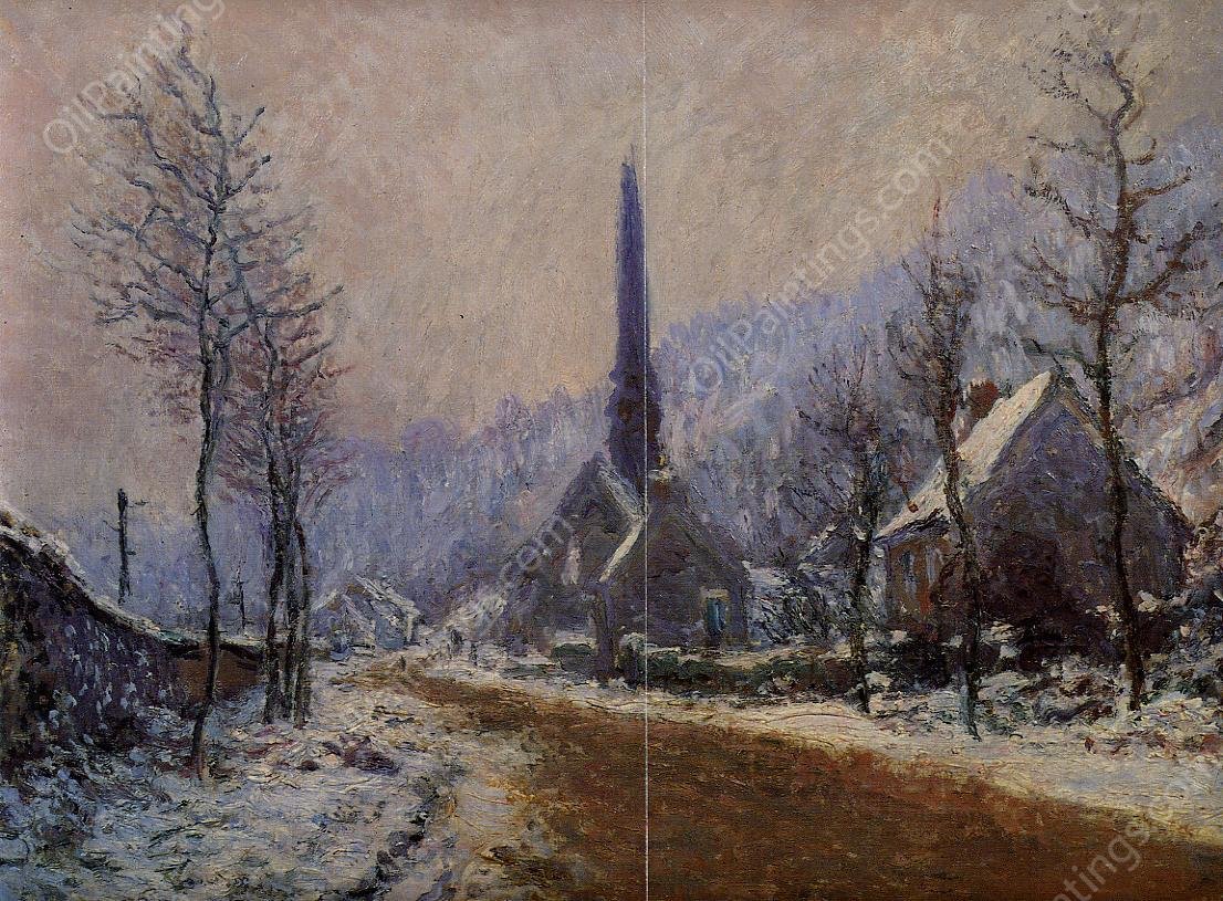 Church at Jeufosse, Snowy Weather by Claude Monet - Hand-Painted Oil Painting Reproduction
