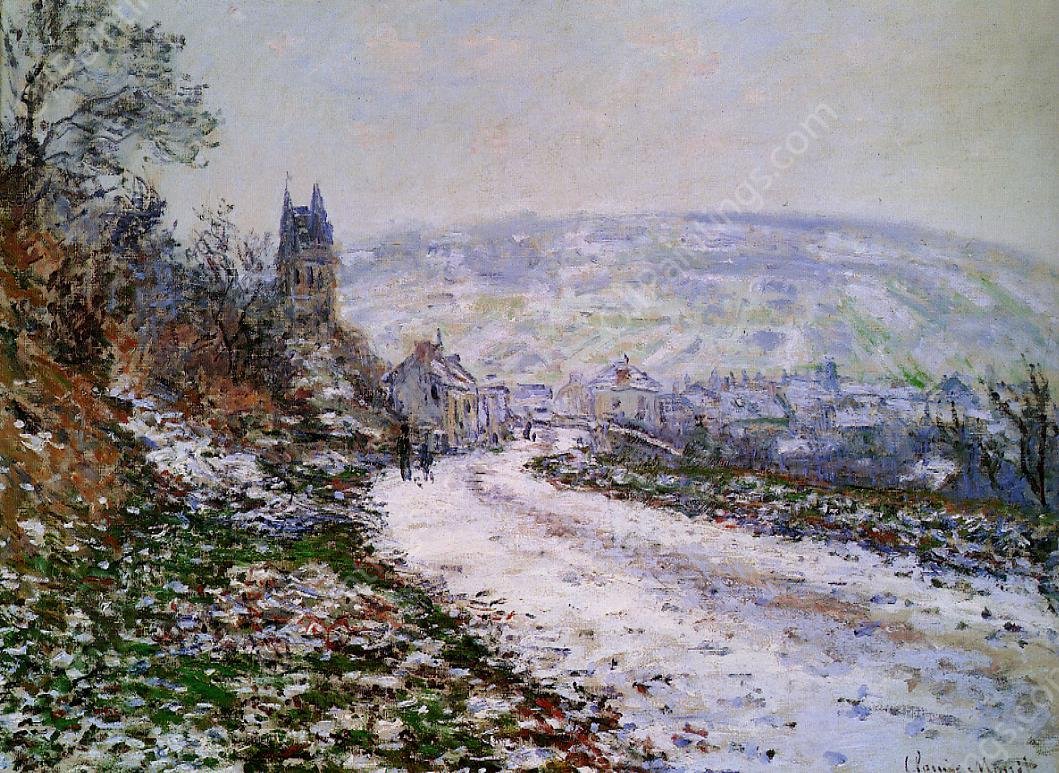 Entering the Village of Vetheuil in Winter by Claude Monet - Hand-Painted Oil Painting Reproduction
