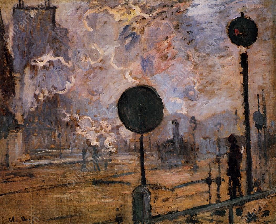 Exterior of Saint-Lazare Station also known as The Signal by Claude Monet - Hand-Painted Oil Painting Reproduction