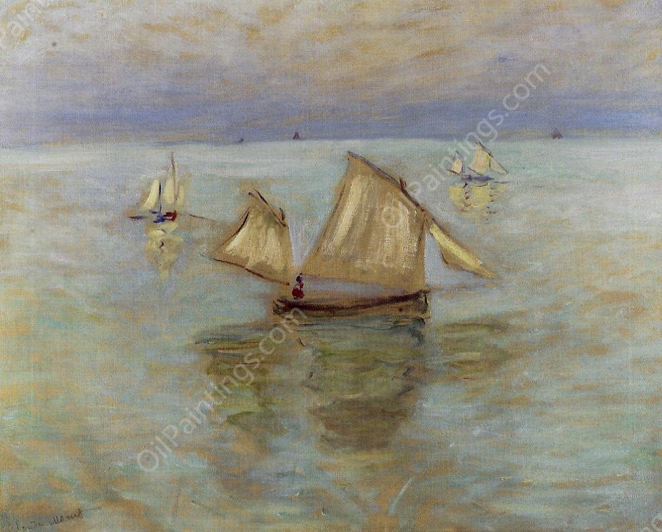 Fishing Boats at Pourville by Claude Monet - Hand-Painted Oil Painting Reproduction