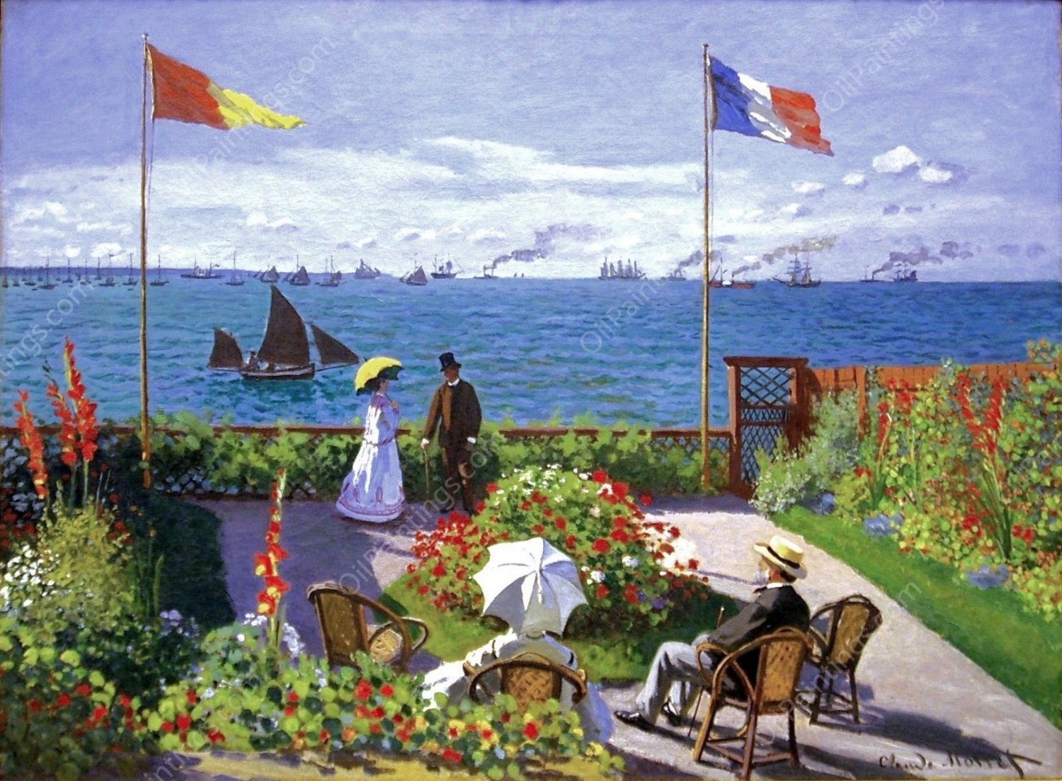 Garden at Sainte-Adresse by Claude Monet - Hand-Painted Oil Painting Reproduction