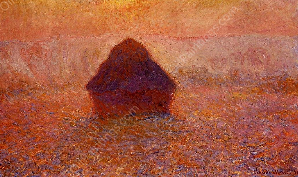 Grainstack, Sun in the Mist by Claude Monet - Hand-Painted Oil Painting Reproduction