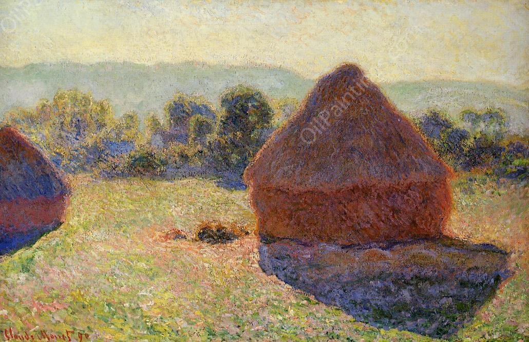 Grainstacks in the Sunlight, Midday by Claude Monet - Hand-Painted Oil Painting Reproduction