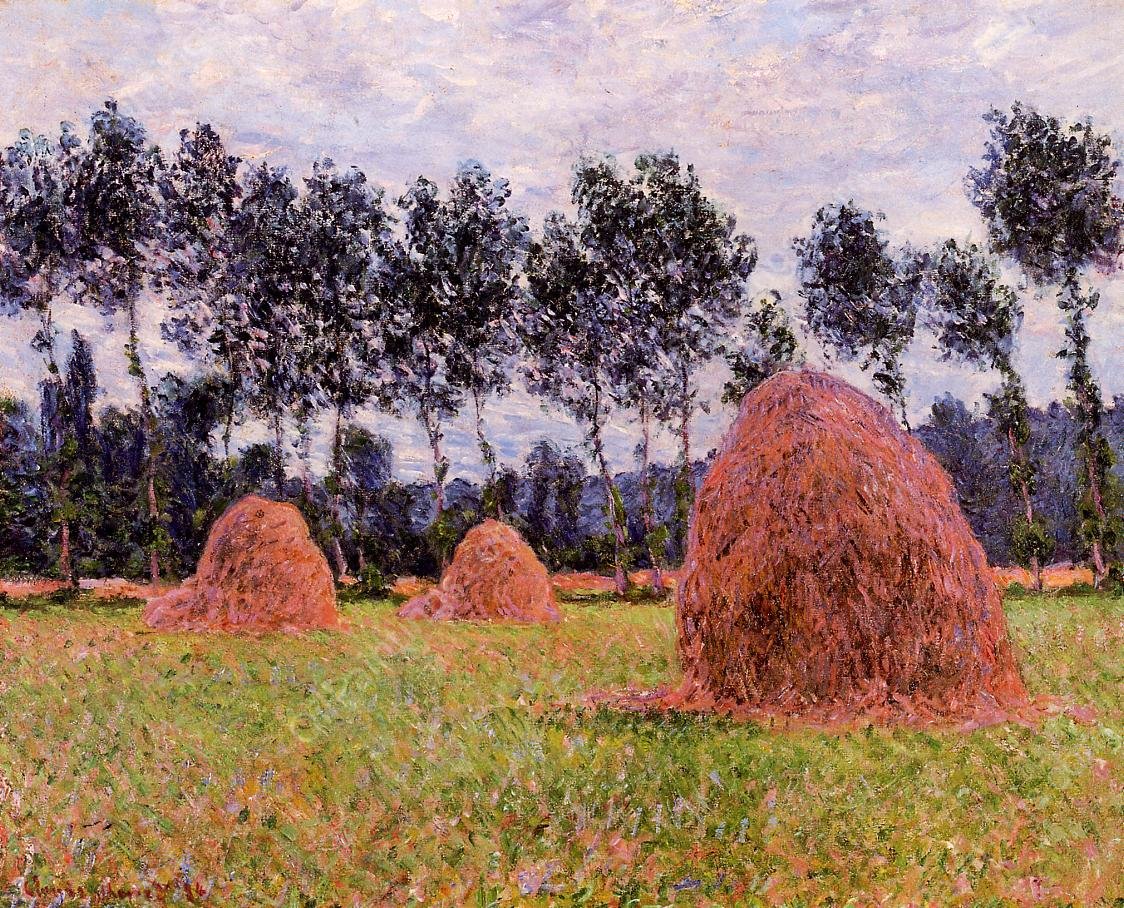 Haystacks, Overcast Day by Claude Monet - Hand-Painted Oil Painting Reproduction