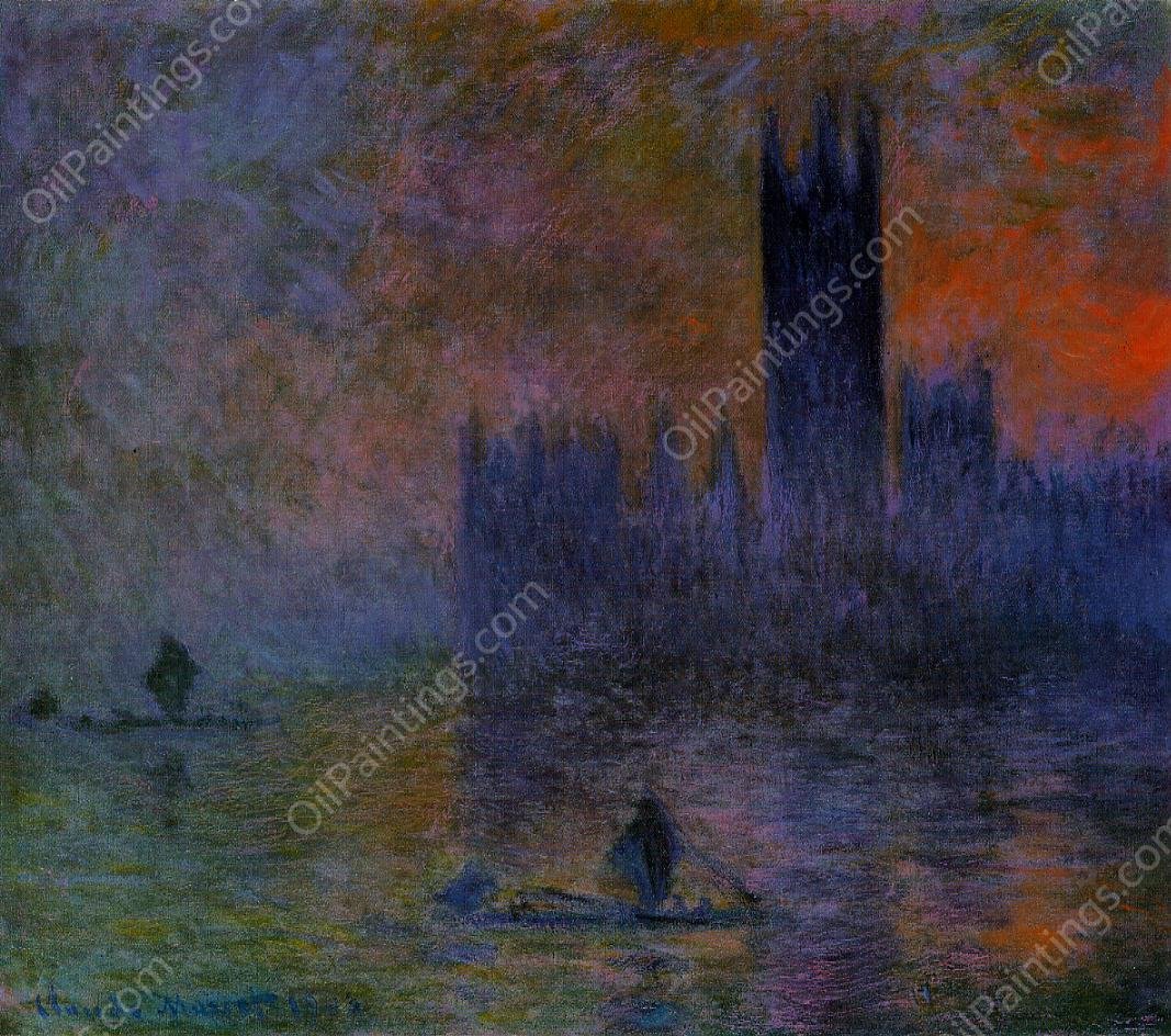 Houses of Parliament, Fog Effect by Claude Monet - Hand-Painted Oil Painting Reproduction
