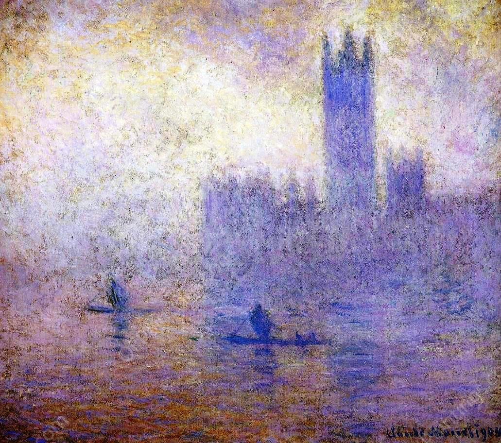 Houses of Parliament, Fog Effect by Claude Monet - Hand-Painted Oil Painting Reproduction