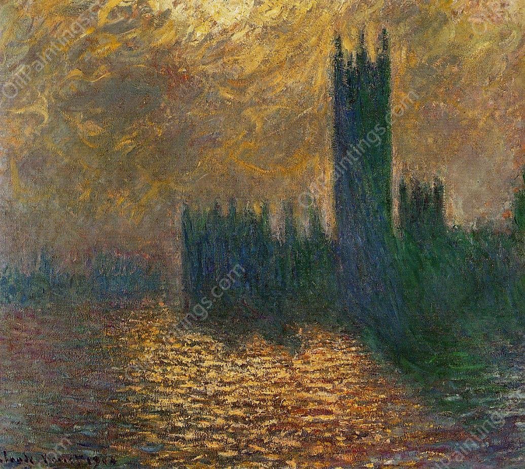 Houses of Parliament, Stormy Sky by Claude Monet - Hand-Painted Oil Painting Reproduction