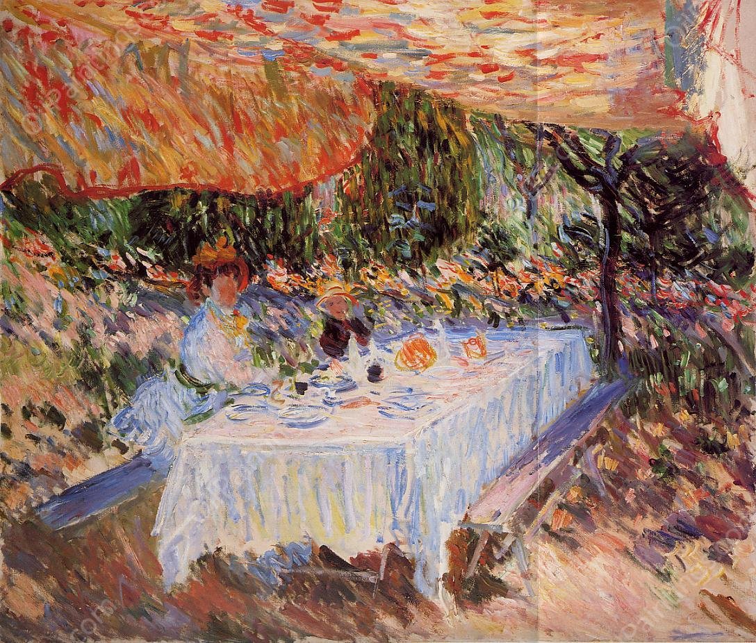 Luncheon Under the Canopy by Claude Monet - Hand-Painted Oil Painting Reproduction