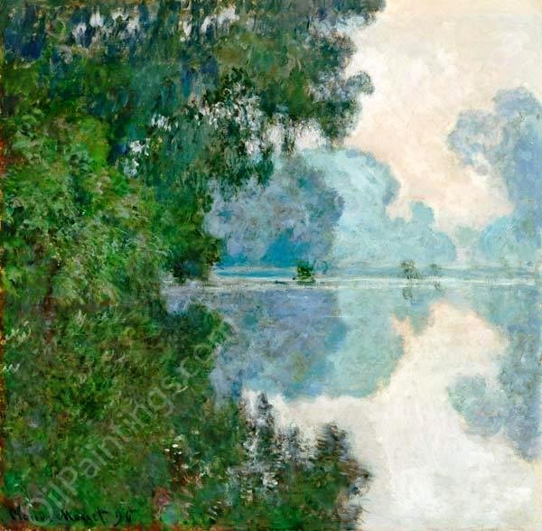 Morning on the Seine, Near Giverny by Claude Monet - Hand-Painted Oil Painting Reproduction