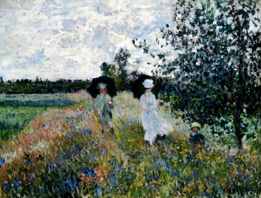 Promenade Near Argenteuil by Claude Monet - Hand-Painted Oil Painting Reproduction