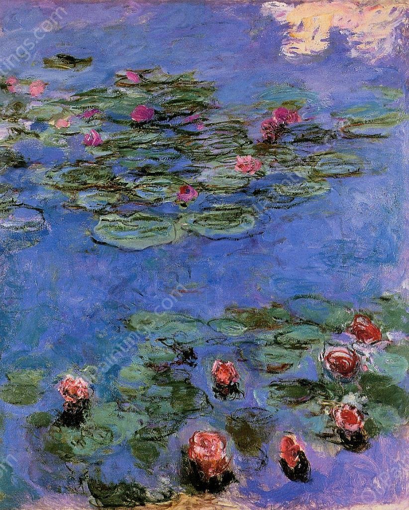Red Water-Lilies by Claude Monet - Hand-Painted Oil Painting Reproduction