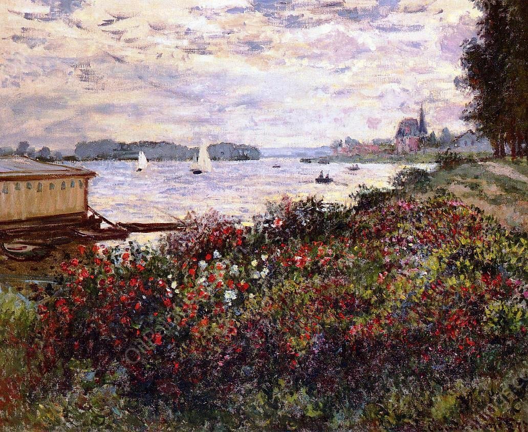 Riverbank at Argenteuil by Claude Monet - Hand-Painted Oil Painting Reproduction