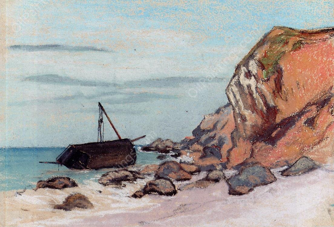 Saint-Adresse, Beached Sailboat by Claude Monet - Hand-Painted Oil Painting Reproduction