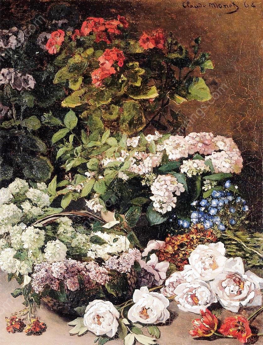 Spring Flowers by Claude Monet - Hand-Painted Oil Painting Reproduction
