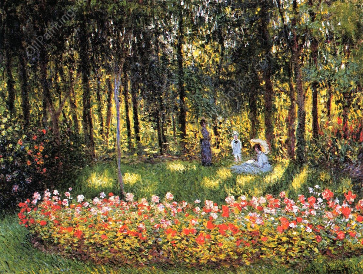The Artist's Family in the Garden by Claude Monet - Hand-Painted Oil Painting Reproduction